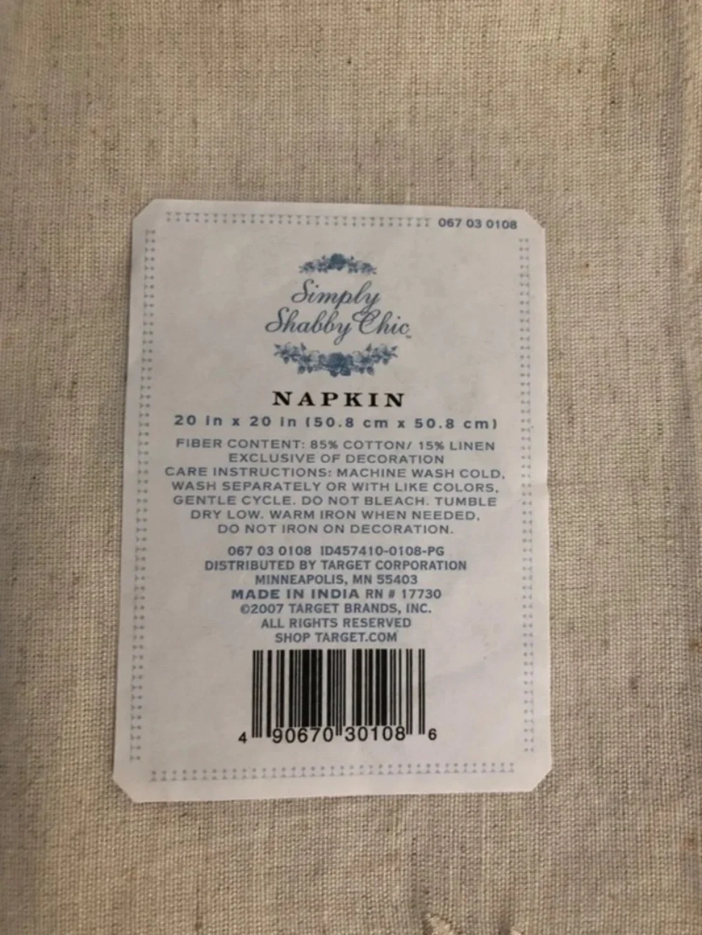 Simply Shabby Chic Rachel Ashwell cloth napkins linen cotton with embroidery